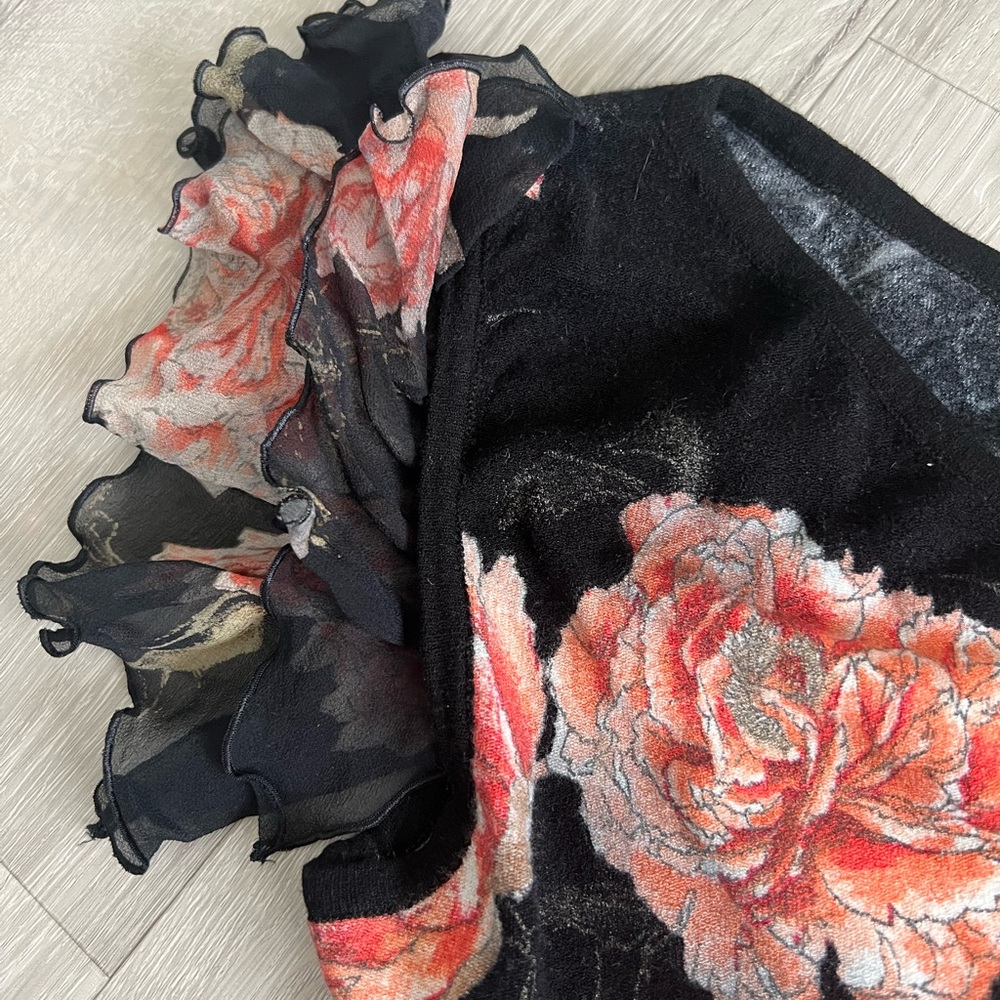 Blumarine One-Shoulder Floral Velvet Top – Size 46 (US M/L) - Picture 2 of 6